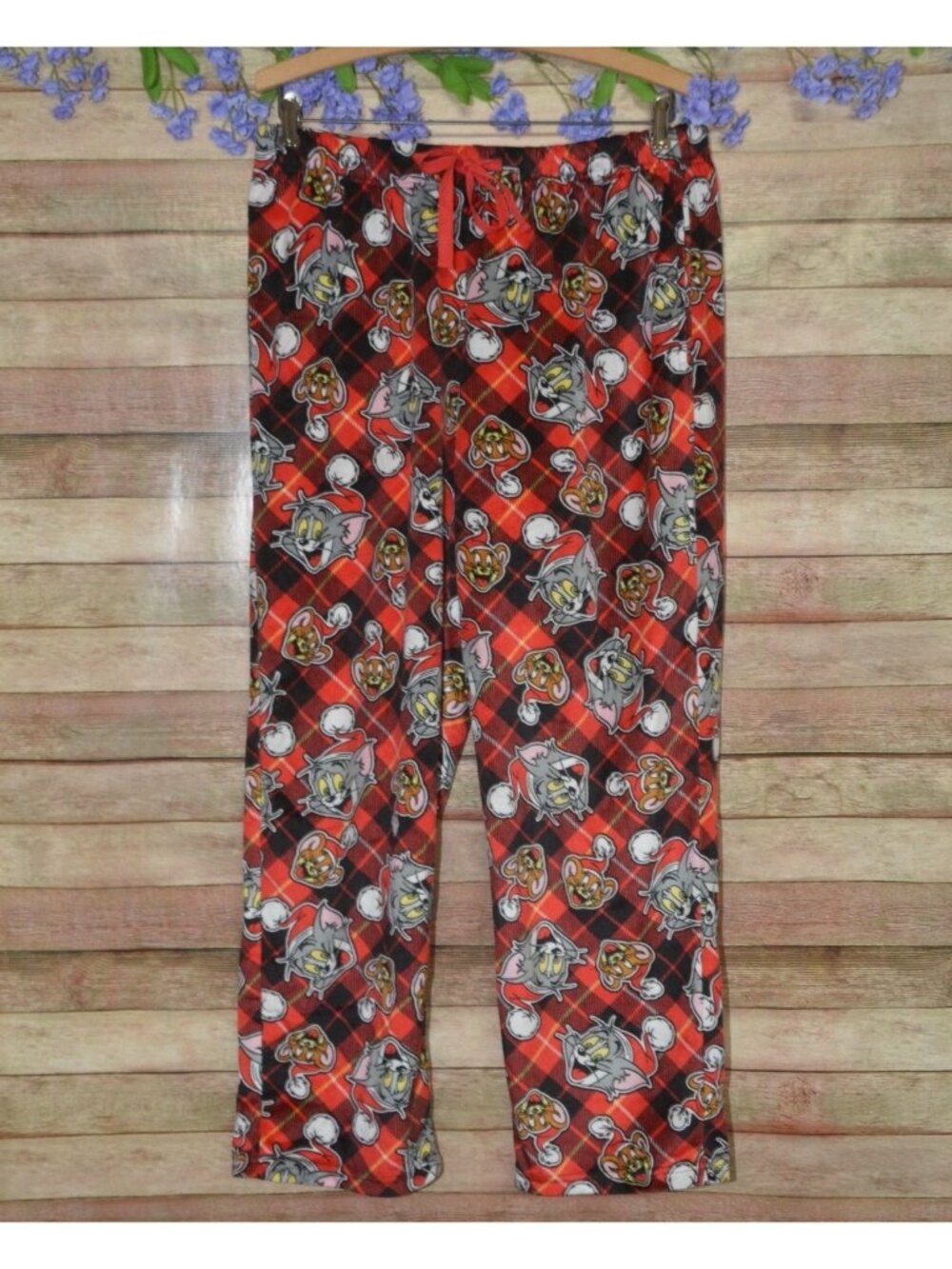 NWOT Tom And Jerry Christmas Pajama Pants Size Large Red Cartoon Retro So Soft